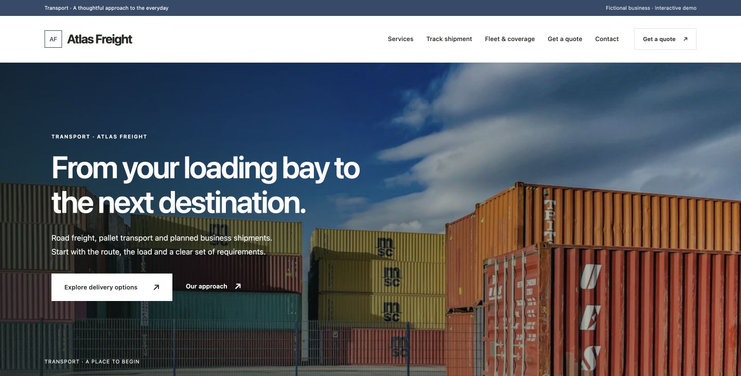 Atlas Freight website design for Transport