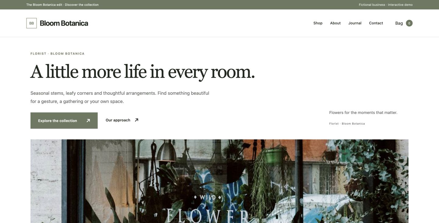 Bloom Botanica website design for Florist