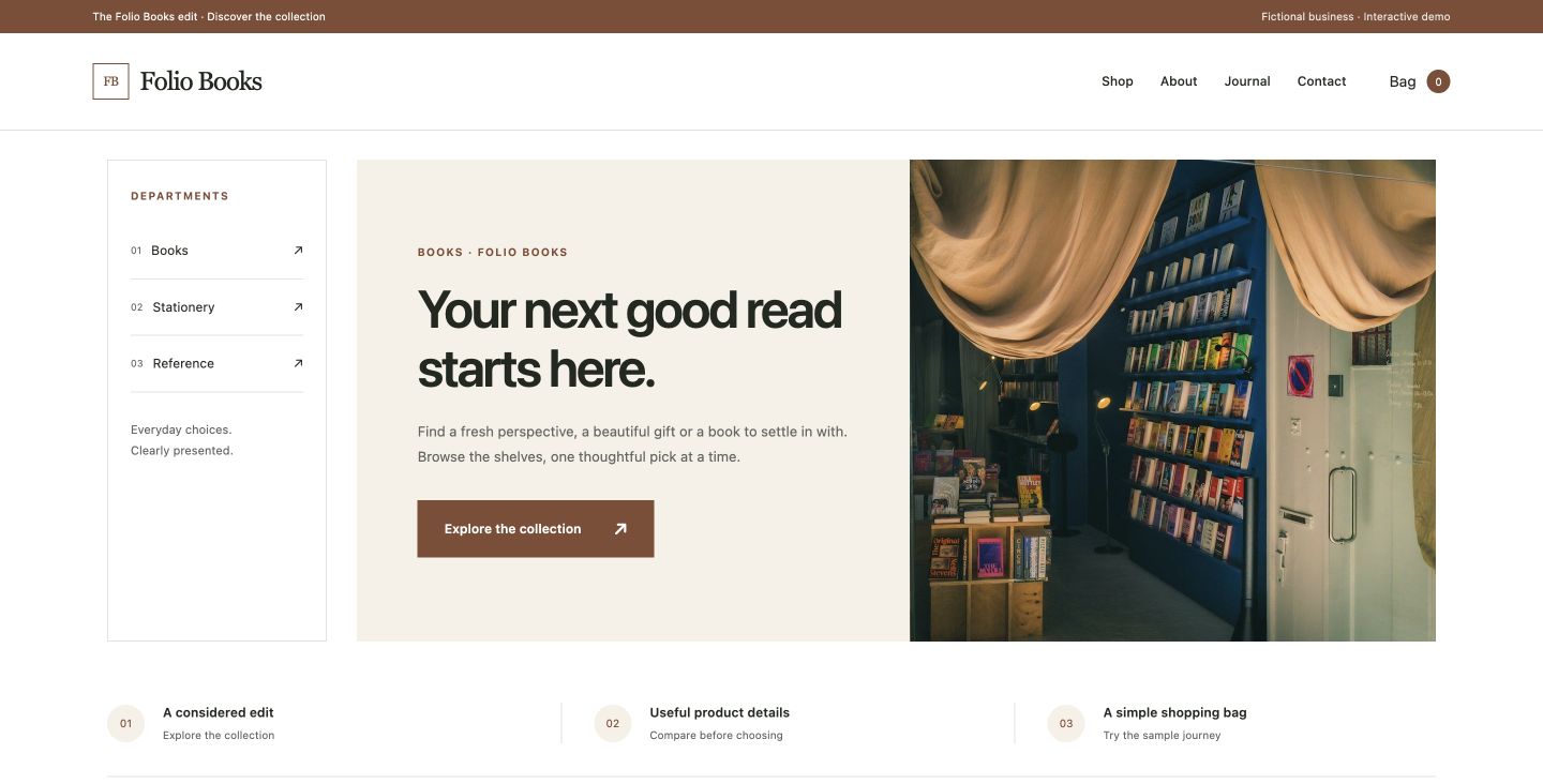Folio Books website design for Books