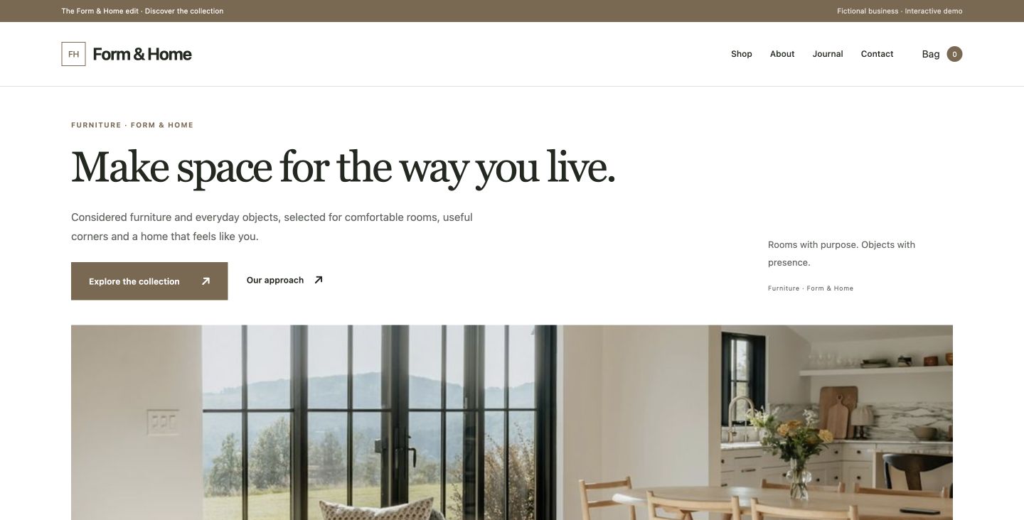 Form and Home furniture shop live website design