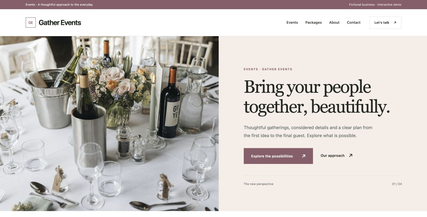 Gather Events website design for Events