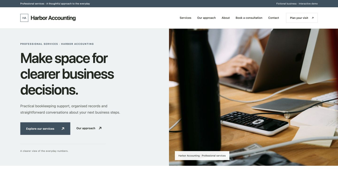 Harbor Accounting website design for Professional services