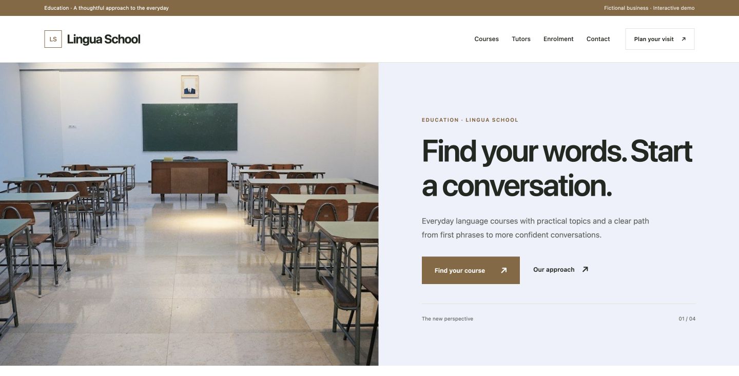 Lingua School website design for Education