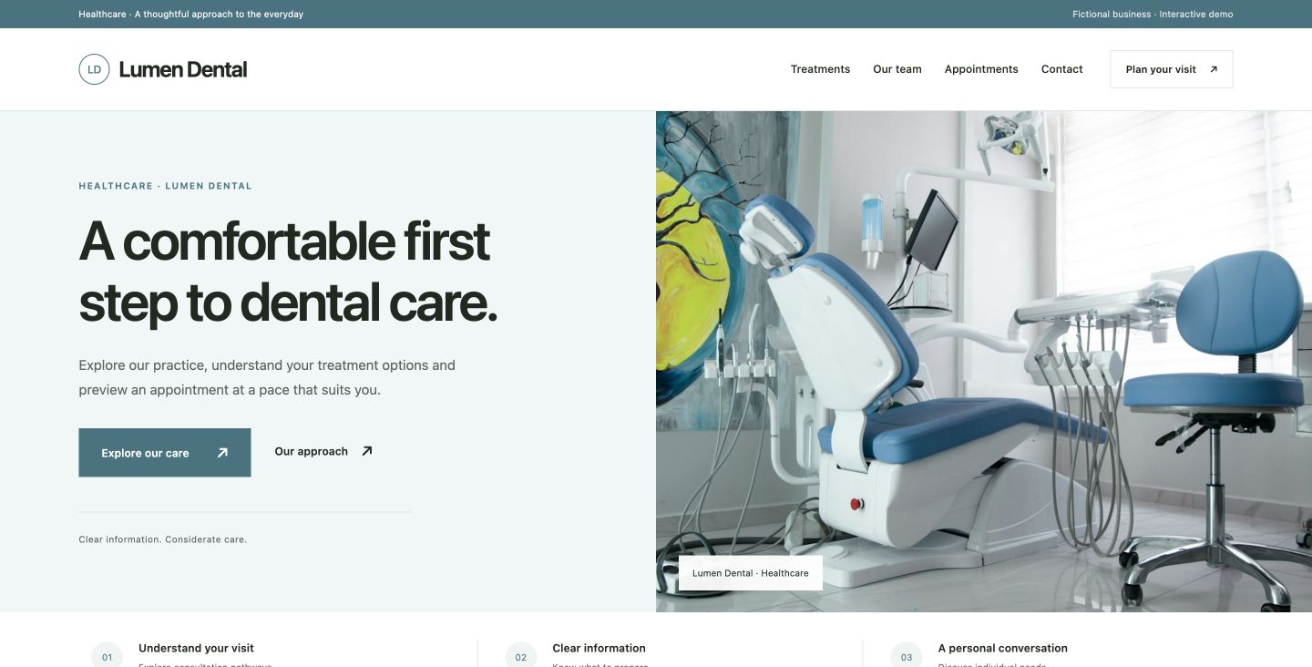 Lumen Dental website design for Healthcare