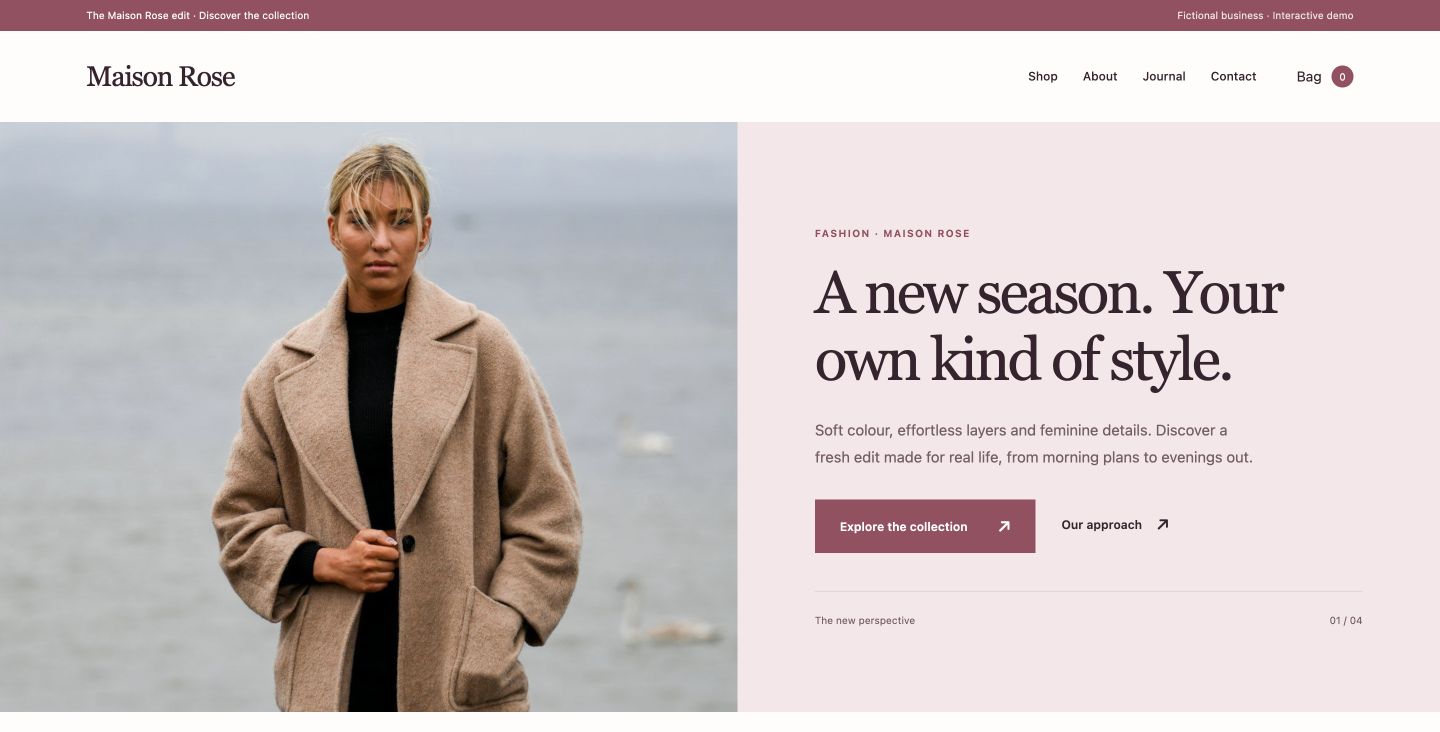 Maison Rose fashion store live website design