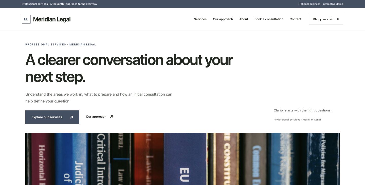 Meridian Legal website design for Professional services