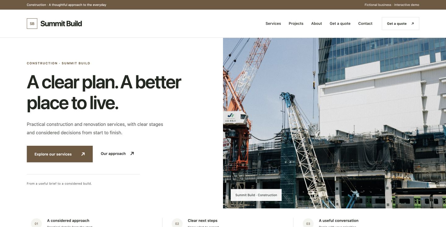 Summit Build website design for Construction
