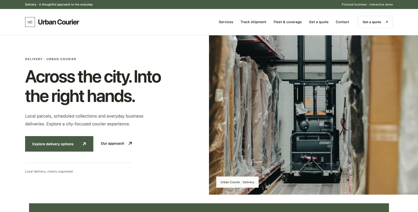 Urban Courier website design for Delivery
